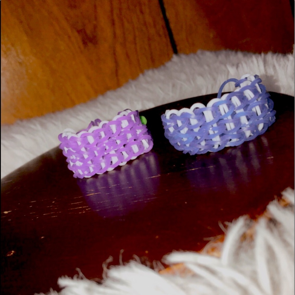 Dark purple and dark blue with white bracelets